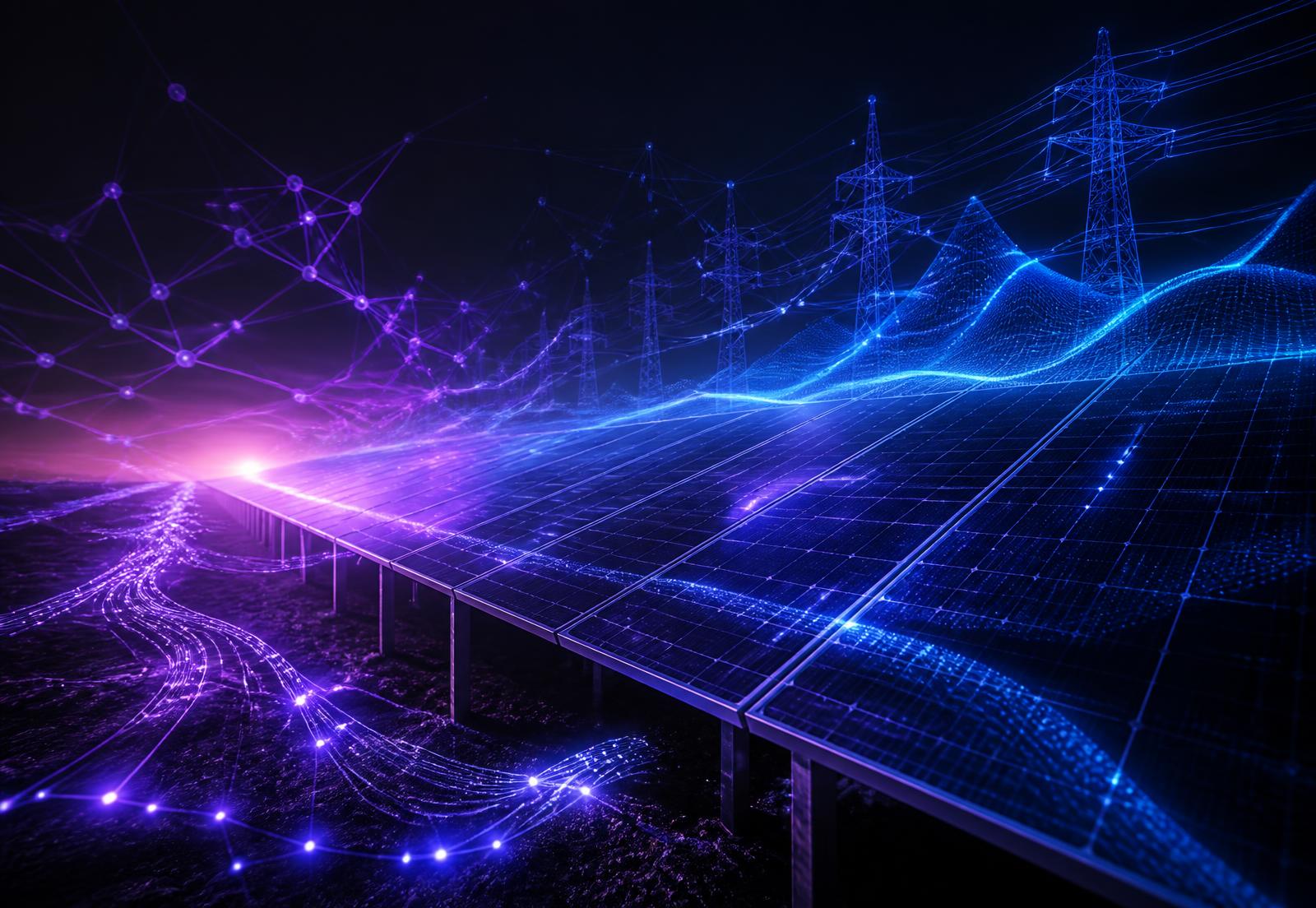 Planta solar conectada a una red de datos de inteligencia artificial